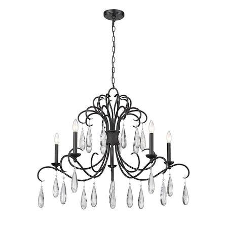 Z-Lite Amara Chandelier, 5-Light, 38 In.W x 22.25 In.H, Matte Black/ 3039-38MB
